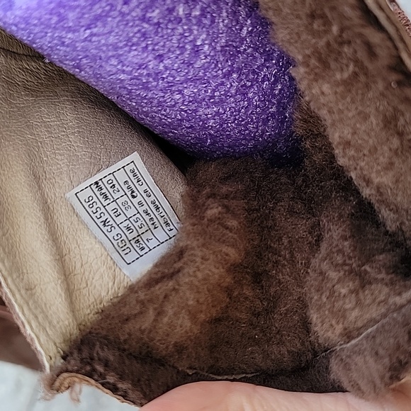 UGG Elsy Wedge Lace Up Brown Leather Sheepskin Lined Boot Size 7 - Picture 12 of 13